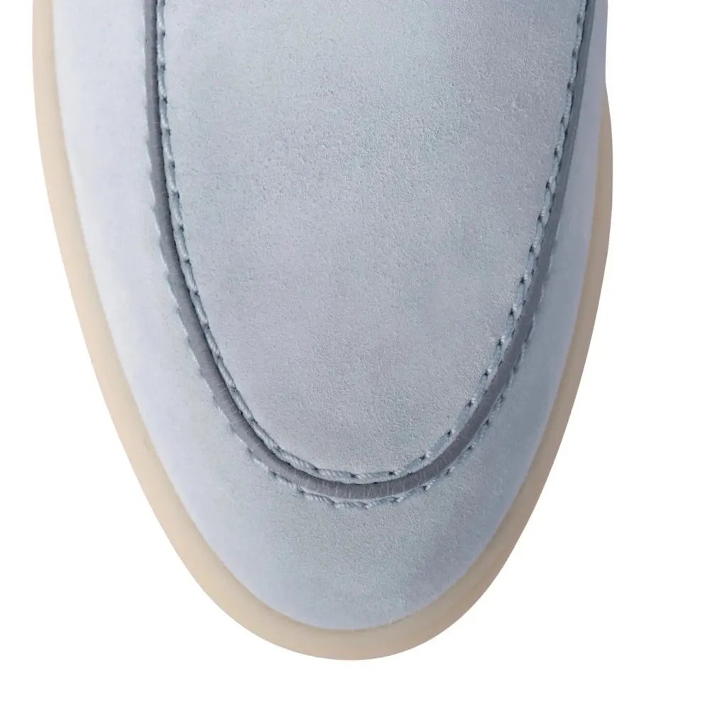 Loro Piana Open Walk Suede Ankle Boots Light Blue - '20s Blue Suede Good - Model View