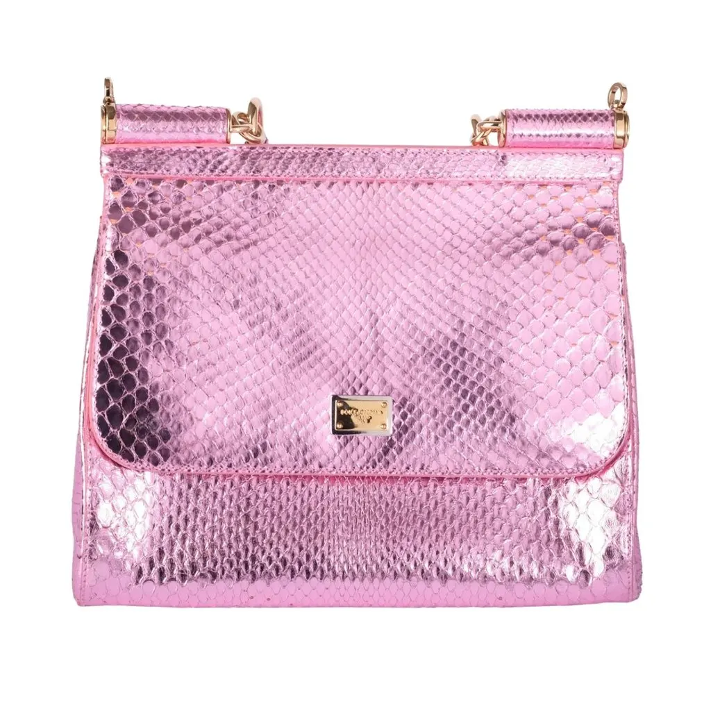 Dolce & Gabbana صغيرة Miss Sicily ميتاليك زهري جلد الثعبان توب Handle حقيبة '10s