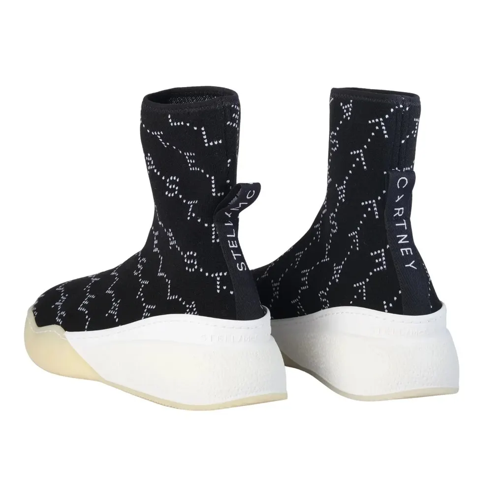 Stella McCartney Black Monogram Loop Sock Sneakers - '20s Black Good - Inside View