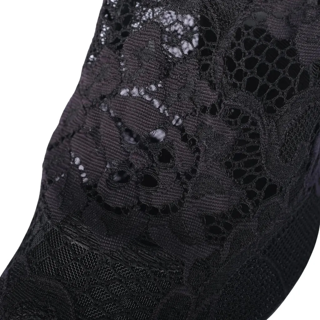 Dolce & Gabbana Black Stretch Lace Peep-Toe Ankle Boots - '20s Black Lace Good - Model View