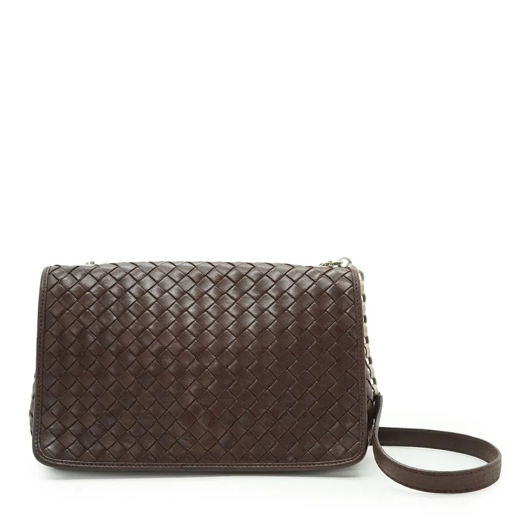Bottega Veneta Tote Bag Vintage Intrecciato Brown Leather Good - Front View
