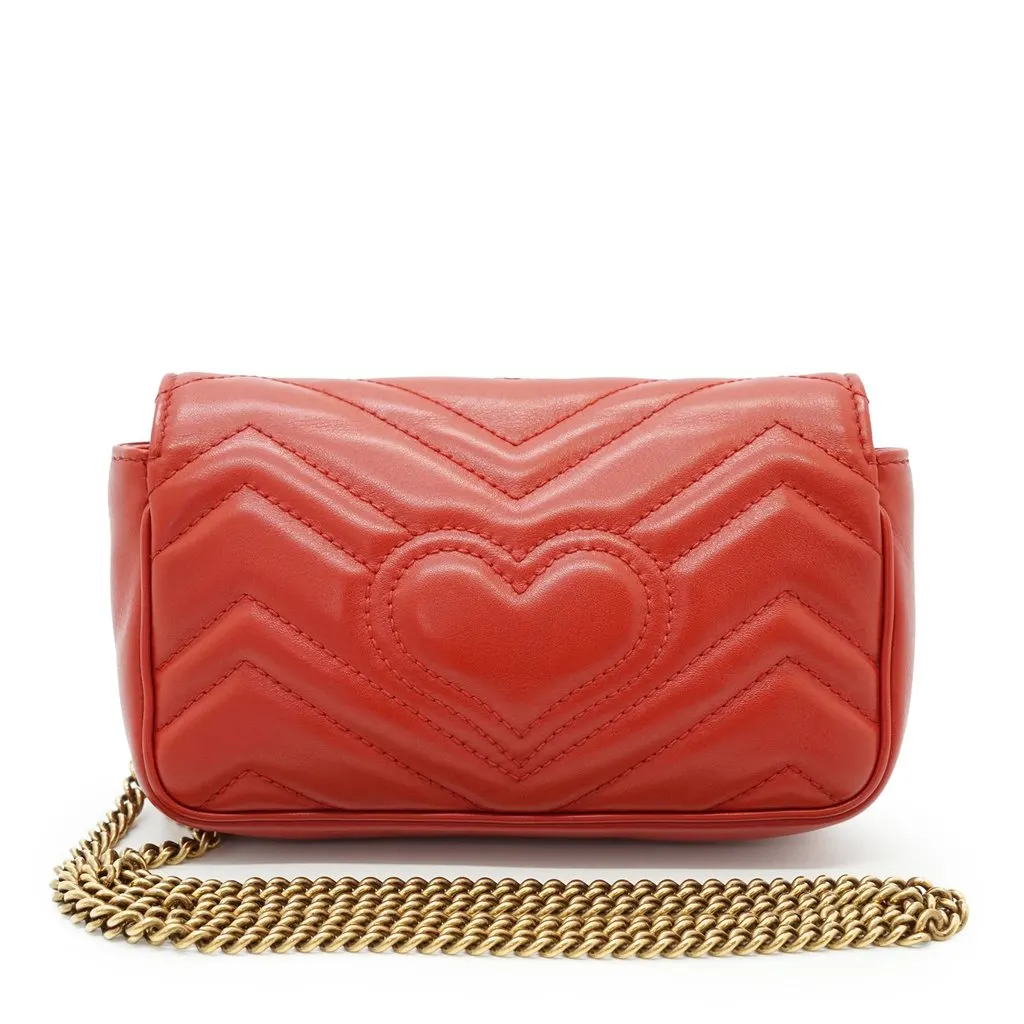 Gucci Shoulder Bag GG Marmont Red Leather Good - Inside View