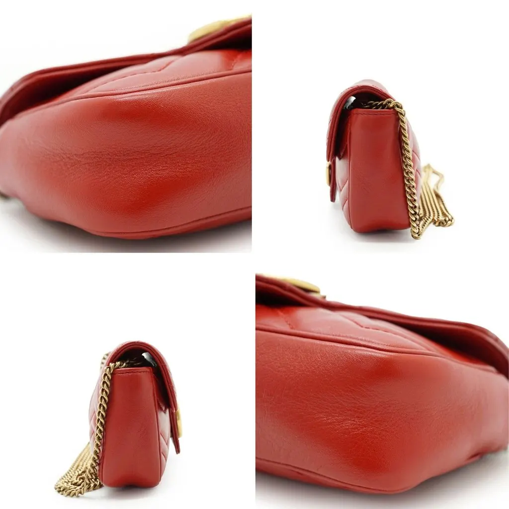 Gucci Shoulder Bag GG Marmont Red Leather Good - Model View