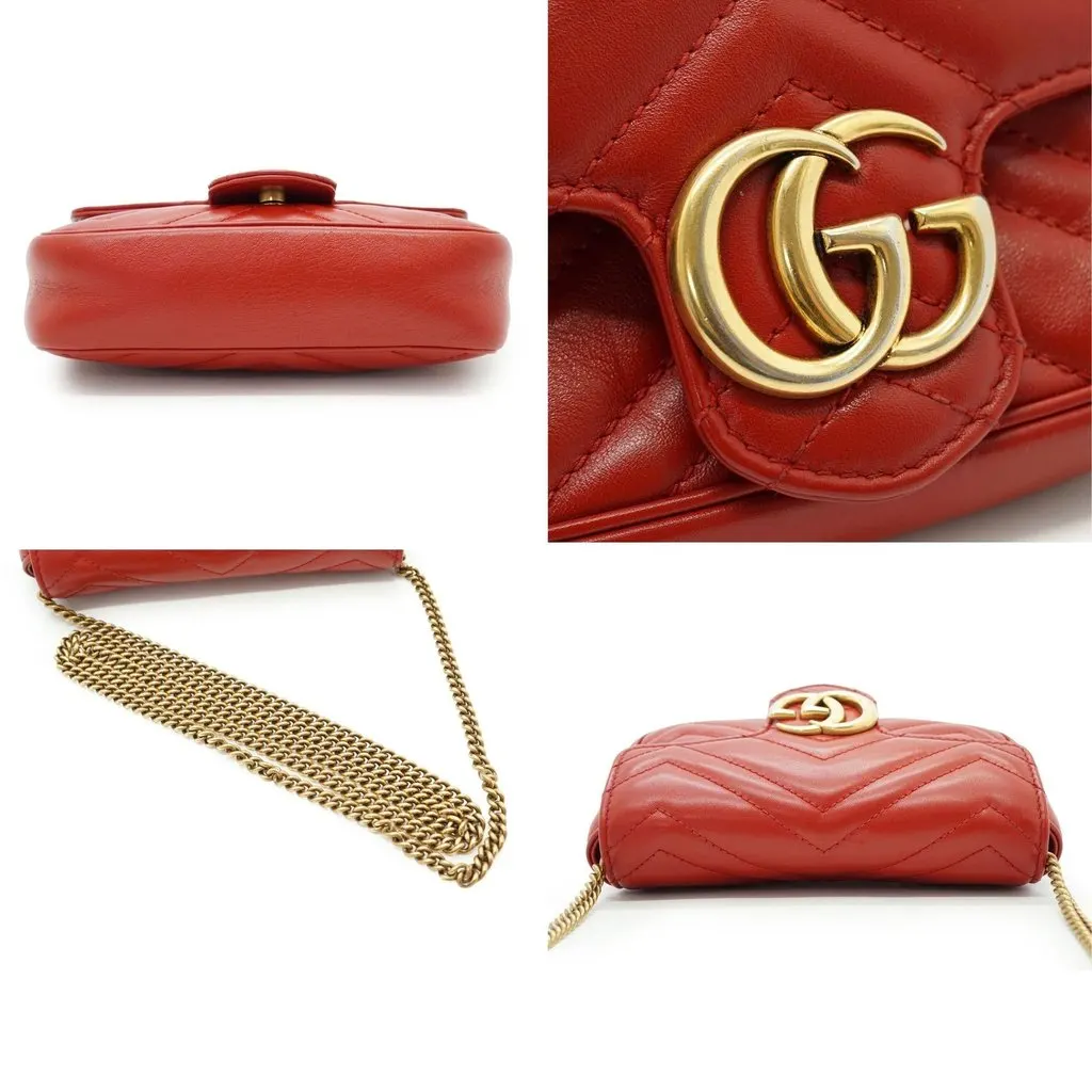 Gucci Shoulder Bag GG Marmont Red Leather Good - Box View