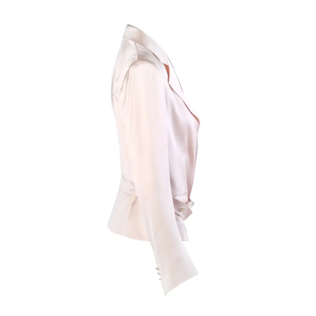Saint Laurent Blush Satin Waist-Detail Blazer - '00s Black Satin Good - Back View