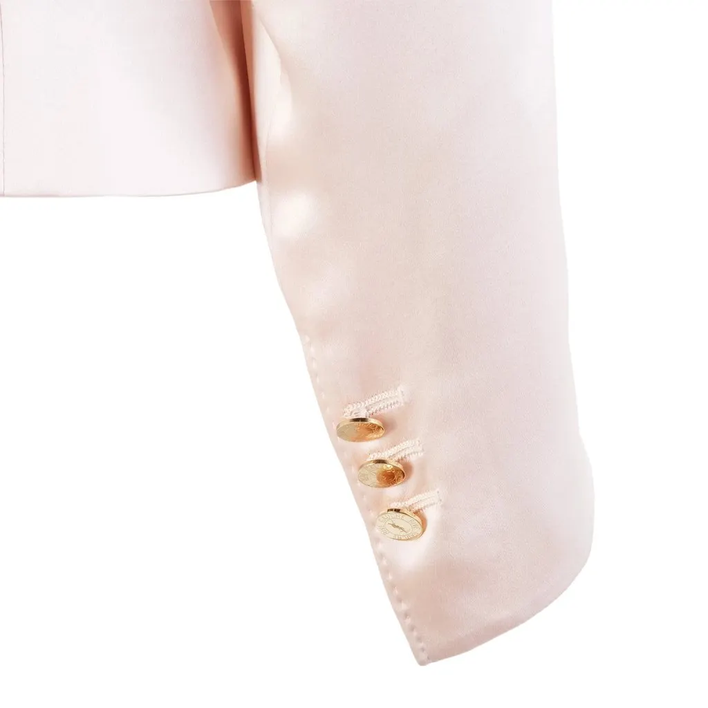 Saint Laurent Blush Satin Waist-Detail Blazer - '00s Black Satin Good - Box View