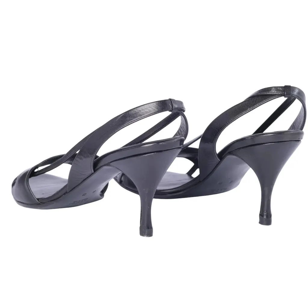 Gucci Black Leather Strappy Slingback Sandals - '90s Black Leather Good - Inside View