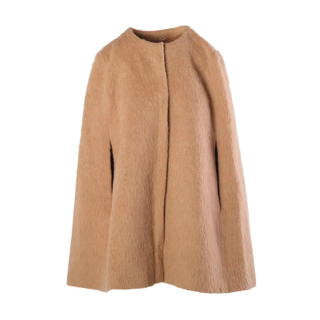 Unsigned Sportmax Code Camel Wool & Alpaca Blend Collarless Coat - '10s
