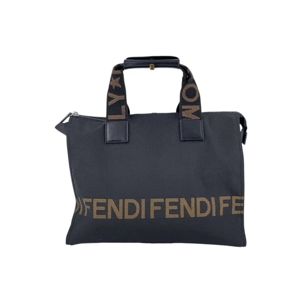 Fendi Handbag Vintage Canvas Logo Handbag