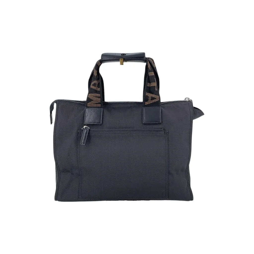 Fendi Handbag Vintage Canvas Logo Handbag Black Canvas Good - Inside View