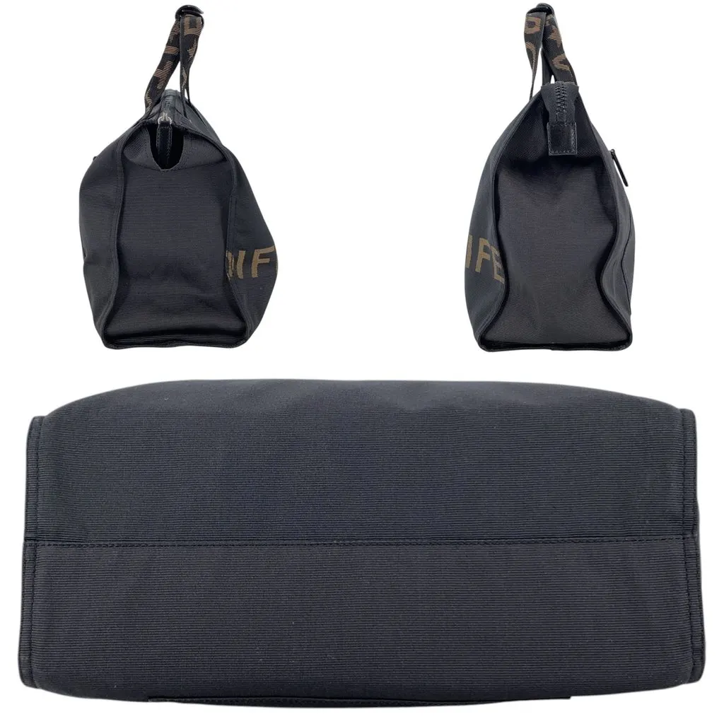Fendi Handbag Vintage Canvas Logo Handbag Black Canvas Good - Model View