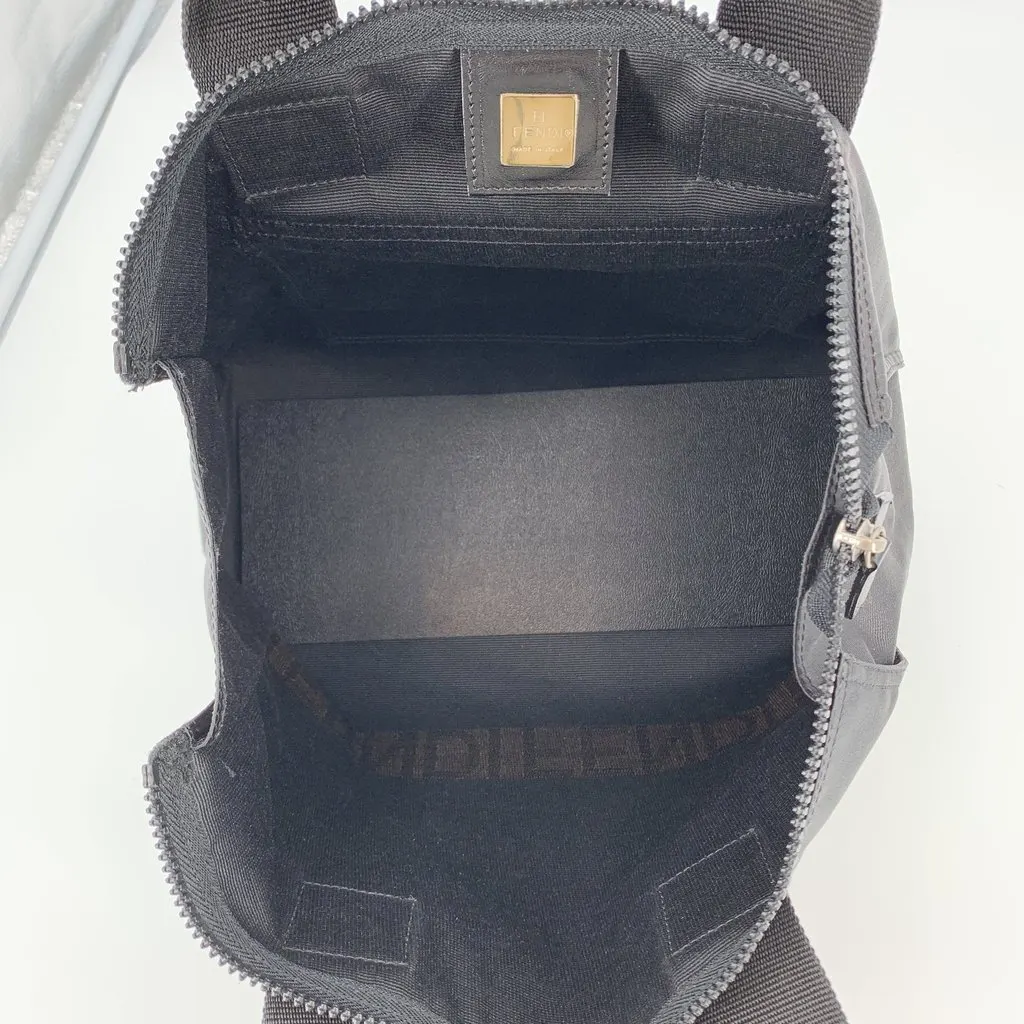 Fendi Handbag Vintage Canvas Logo Handbag Black Canvas Good - Box View
