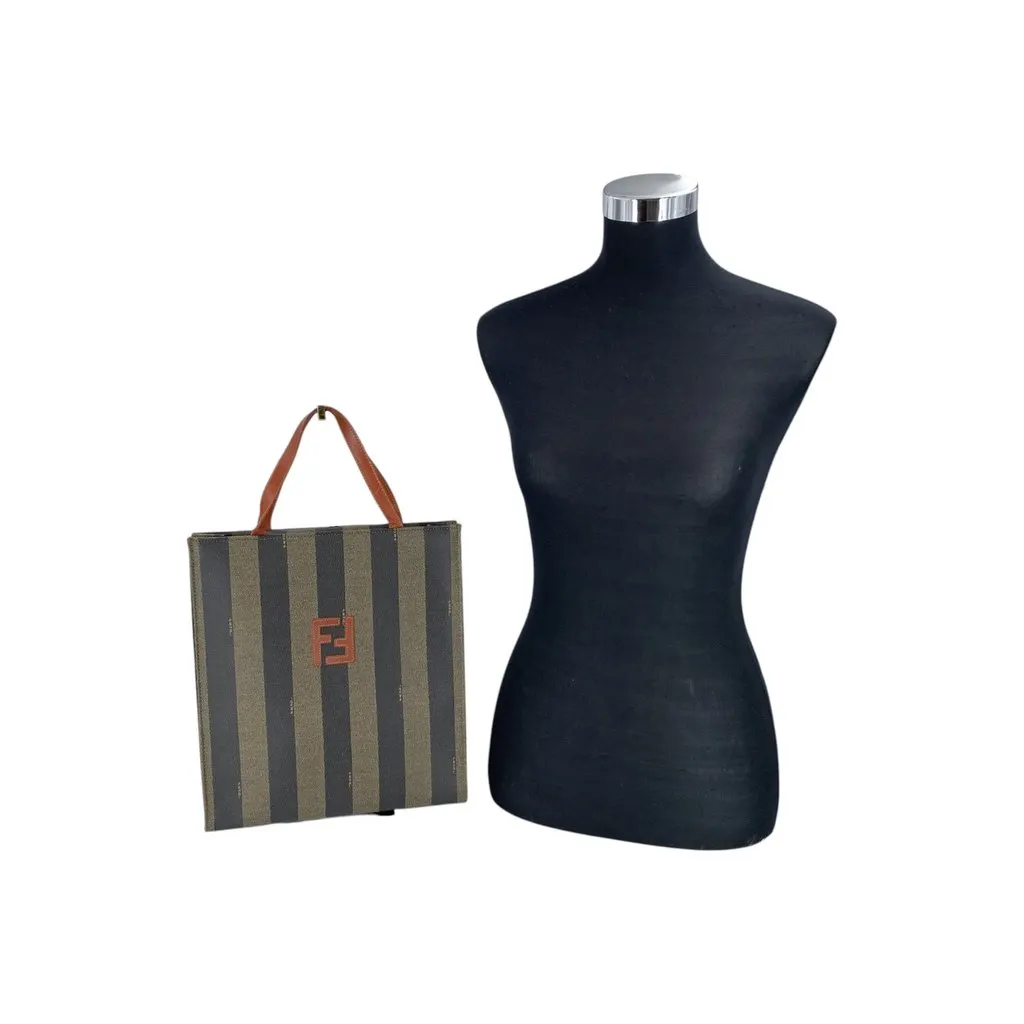Fendi Tote Bag Vintage Pequin Tote Backpack Black Canvas Good - Back View