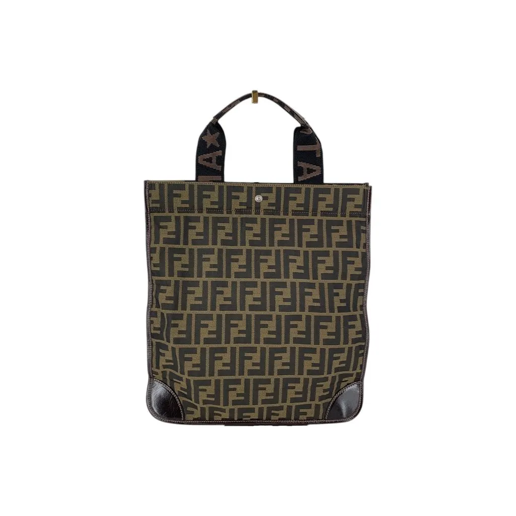 Fendi Tote Bag Vintage Foldable Tote Brown Canvas Good - Inside View