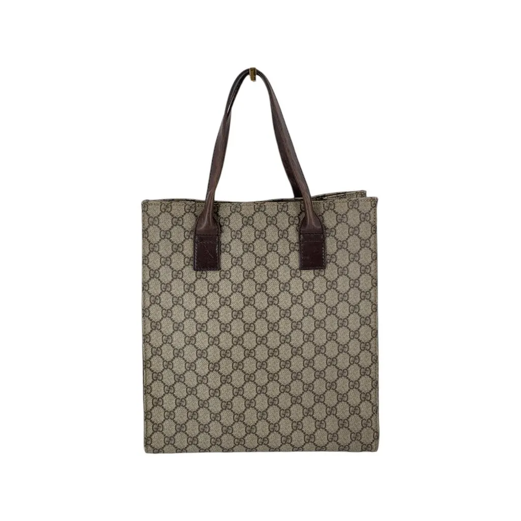 Gucci Tote Bag Vintage GG Supreme Tote Brown Canvas Good - Inside View