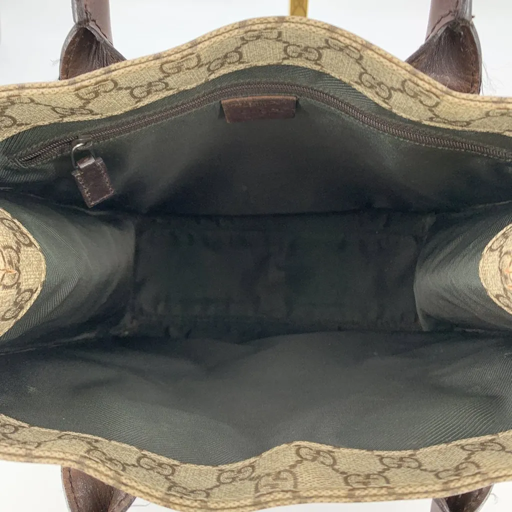 Gucci Tote Bag Vintage GG Supreme Tote Brown Canvas Good - Box View