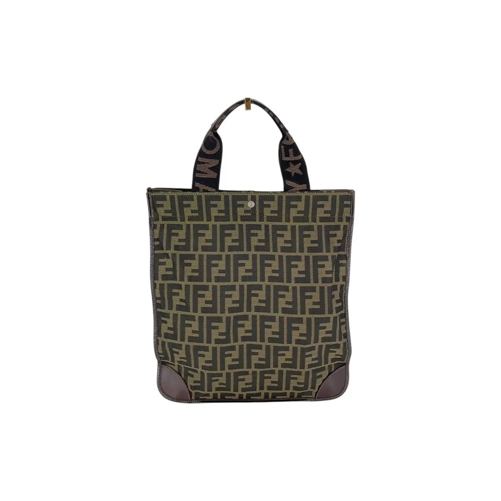 Fendi Tote Bag Vintage Foldable Tote Brown Canvas Good - Inside View
