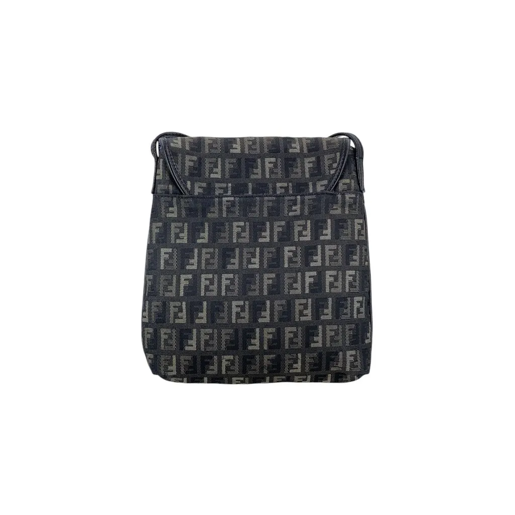 Fendi Crossbody Bag Vintage Zucchino Messenger Black Canvas Good - Inside View