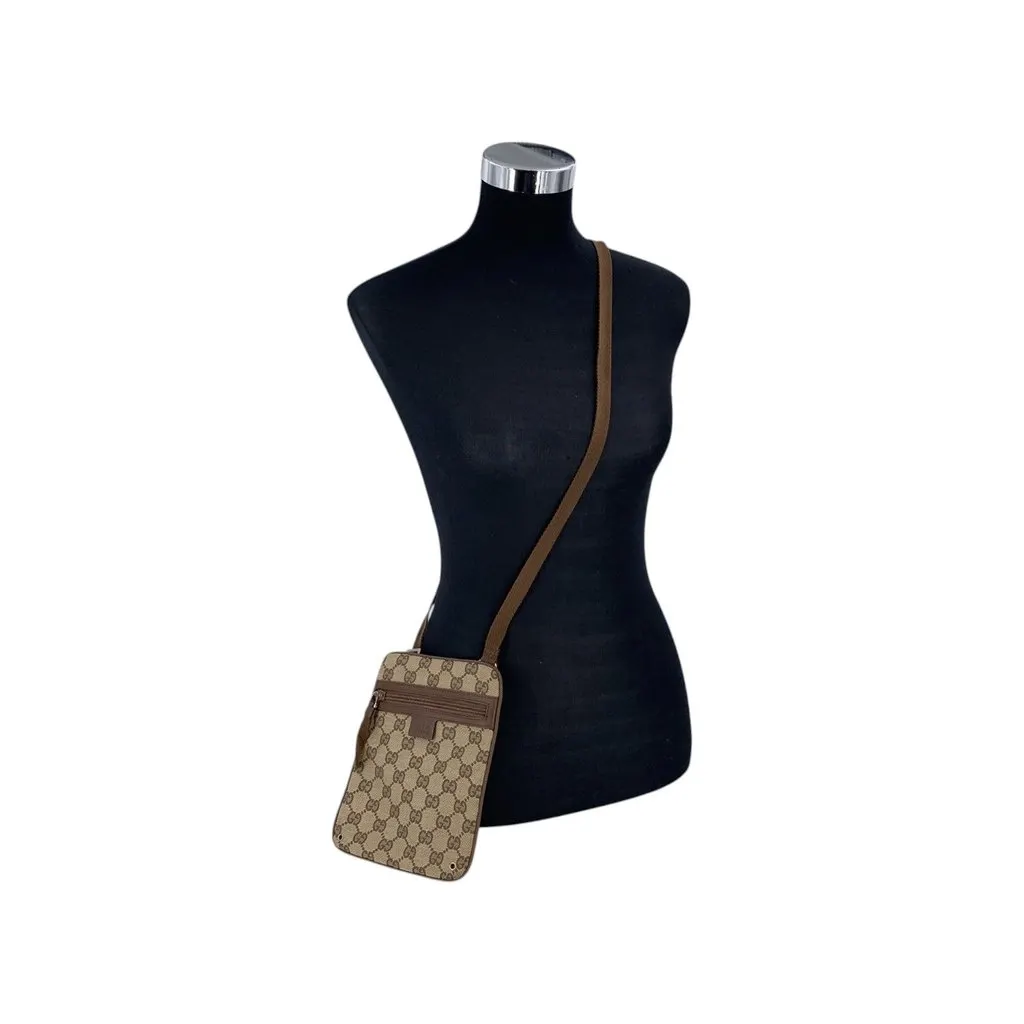 Gucci Crossbody Bag Vintage GG Canvas Messenger Brown Canvas Good - Back View