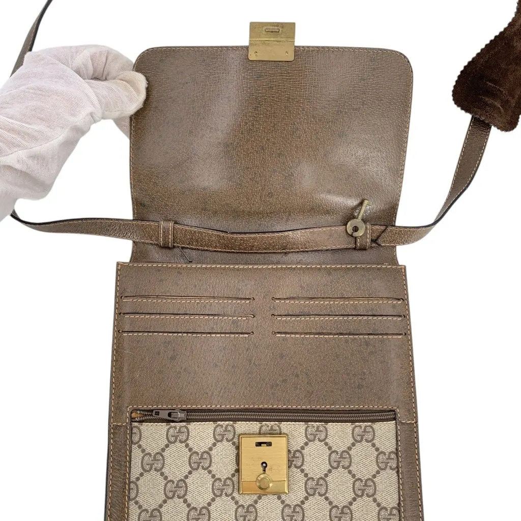 Gucci Crossbody Bag Vintage Crossbody Monogram Web Brown Canvas Good - Box View
