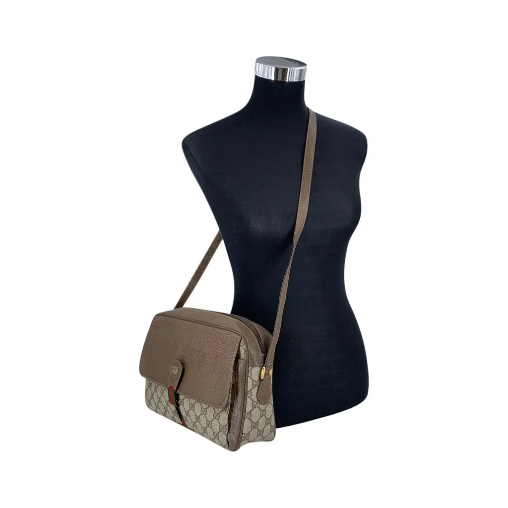 Gucci Shoulder Bag Vintage Ophidia Brown Canvas Good - Back View