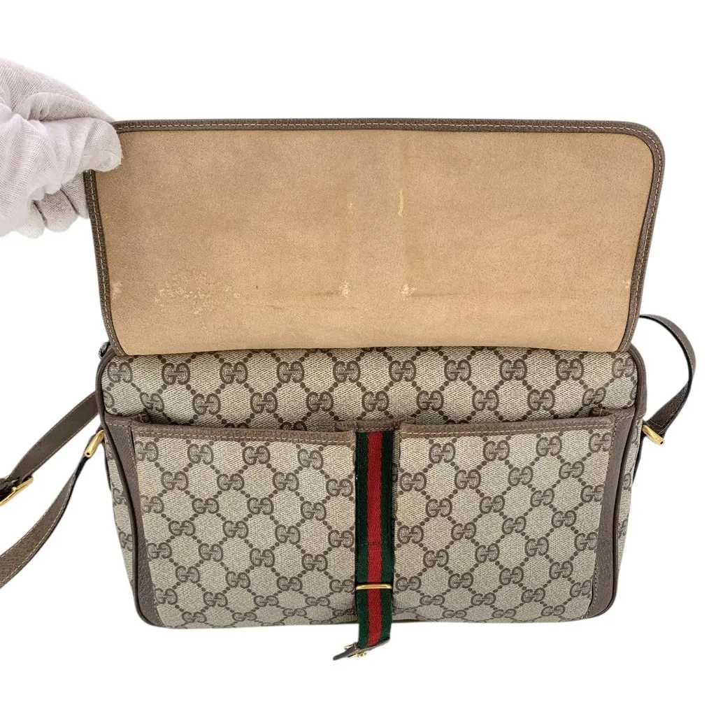 Gucci Shoulder Bag Vintage Ophidia Brown Canvas Good - Box View