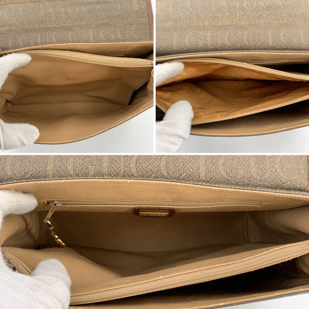 Gucci Handbag Vintage Jacquard Logo Brown Canvas Good - Box View