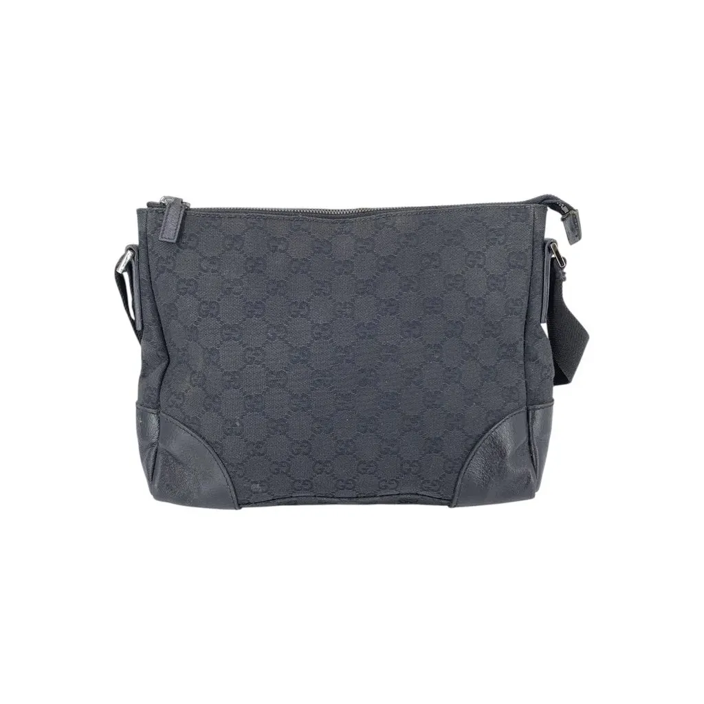 Gucci Shoulder Bag Vintage Monogram Black Canvas Good - Inside View