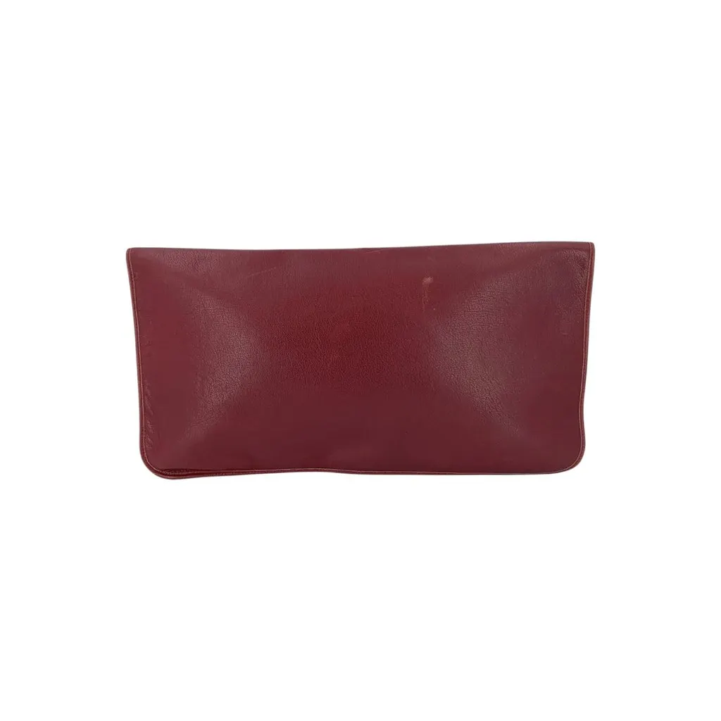 Dior Clutch Bag Vintage Foldable Clutch Burgundy Leather Good - Inside View