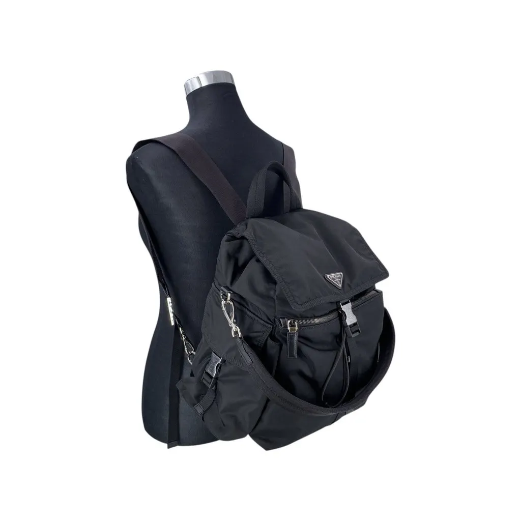 Prada Backpack Re-Nylon Black Polyamide Good - Back View