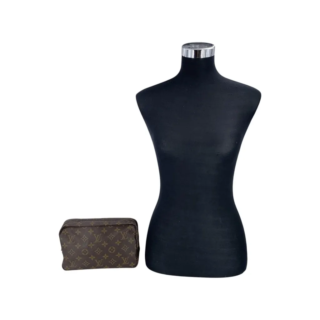 Louis Vuitton Clutch Bag Vintage Trousse de Toilette Brown Canvas Good - Back View