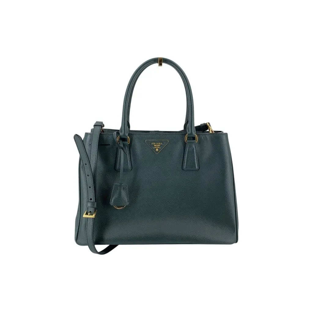 Prada Handbag saffiano Green Leather Good - Front View