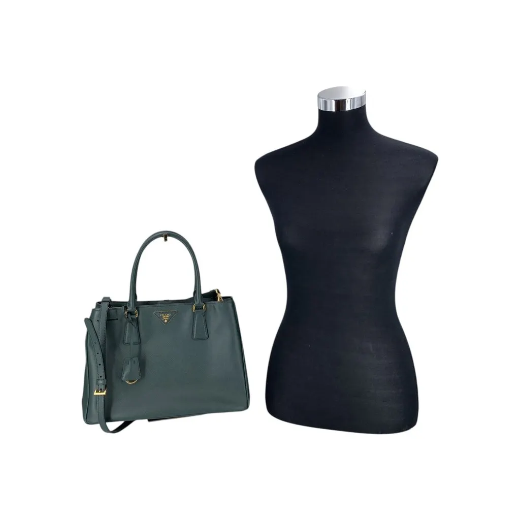Prada Handbag saffiano Green Leather Good - Back View