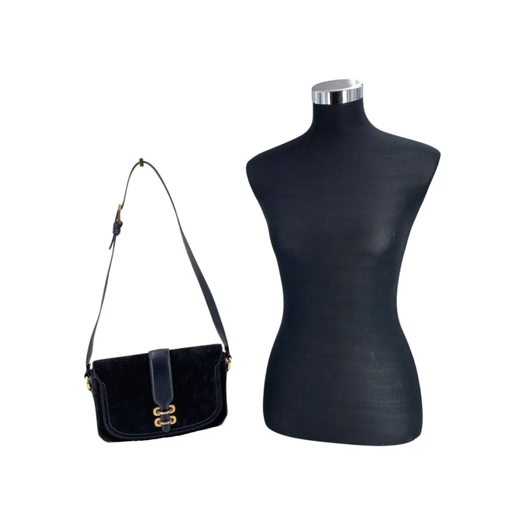 Gucci Shoulder Bag Vintage Navy Suede Shoulder Bag Navy Suede Good - Back View