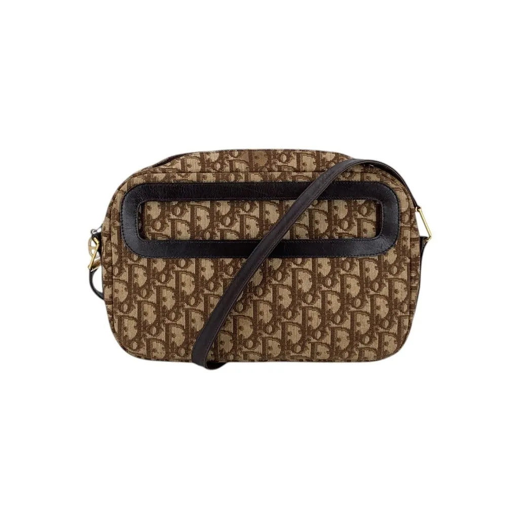 Dior Shoulder Bag Vintage Trotter Brown Canvas Good - Front View