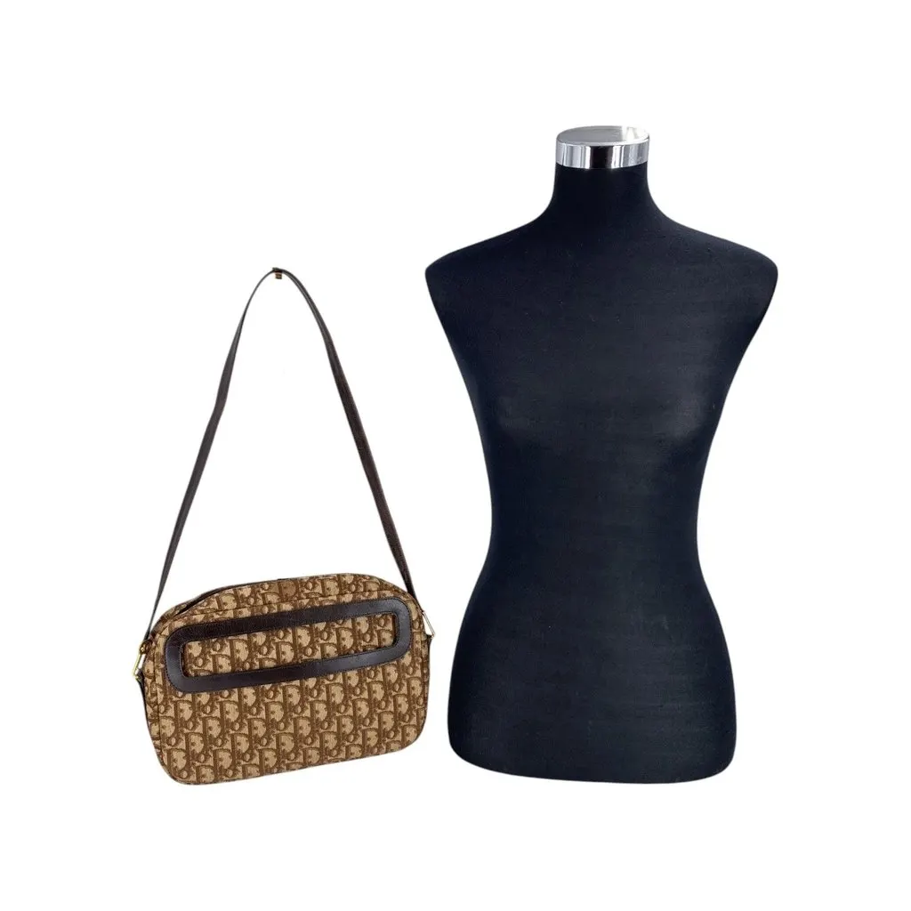 Dior Shoulder Bag Vintage Trotter Brown Canvas Good - Back View