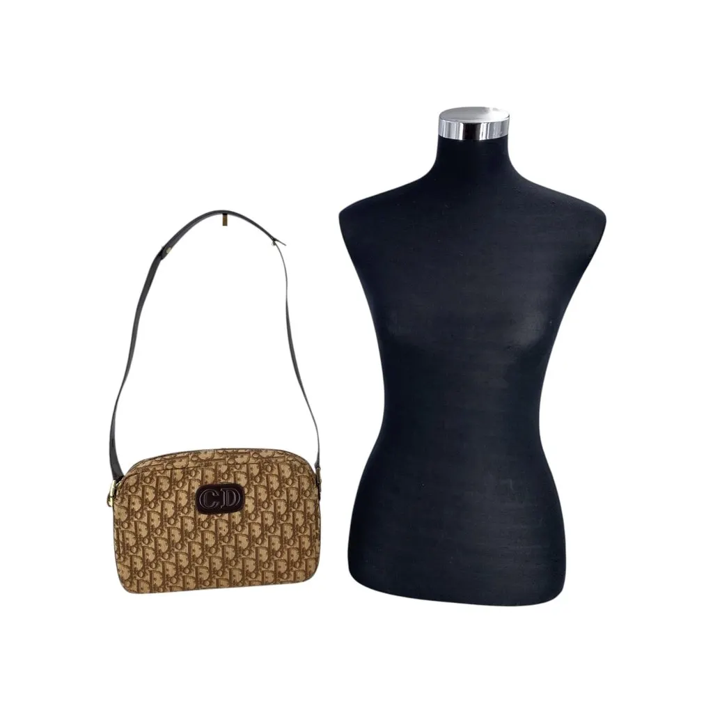 Dior Shoulder Bag Vintage Trotter Brown Canvas Good - Back View