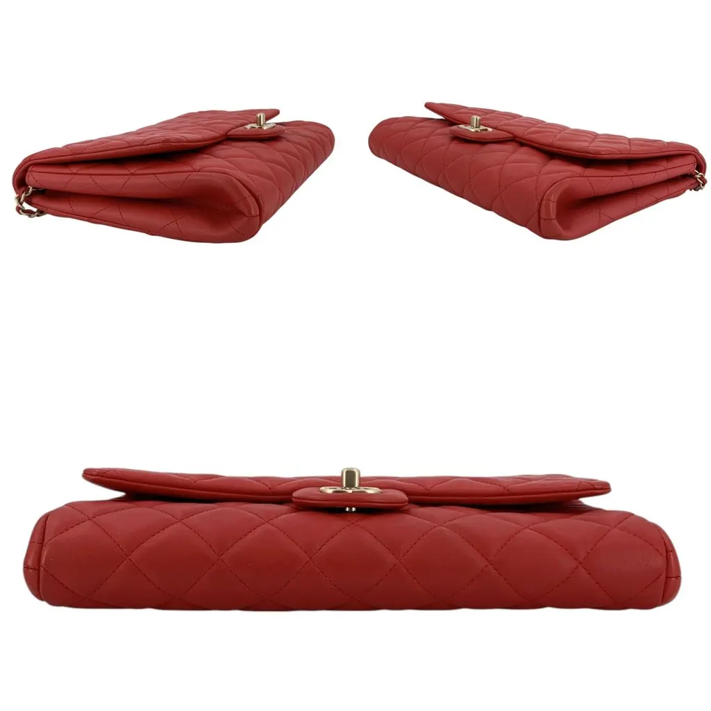 Chanel Shoulder Bag Timeless Red Leather Good - Model View