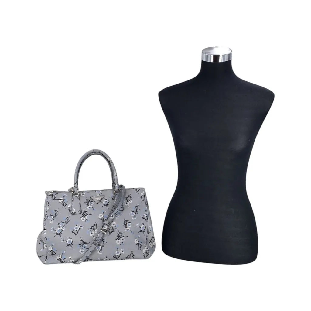 Prada Tote Bag Galleria Grey Leather Good - Back View