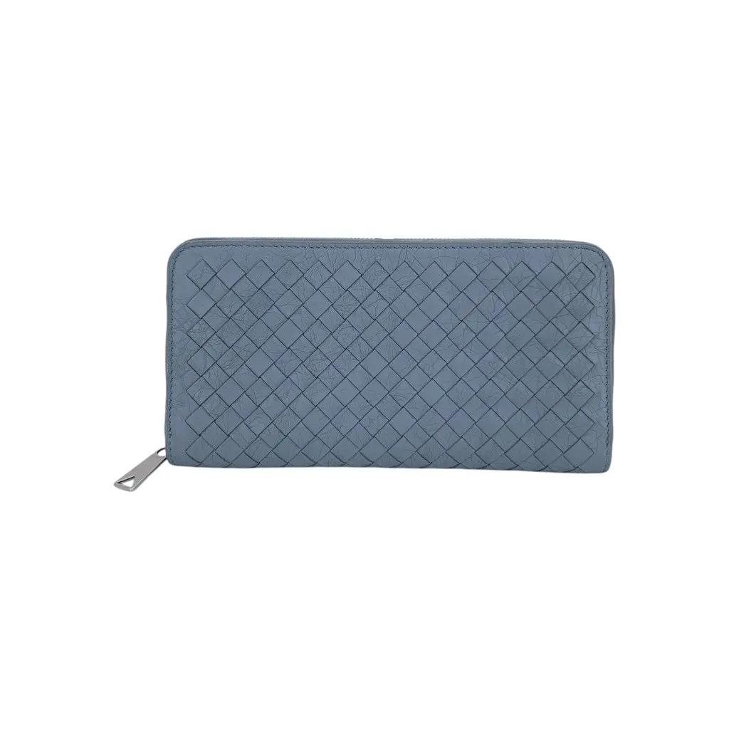 Bottega Veneta Wallet Blue Leather Good - Front View