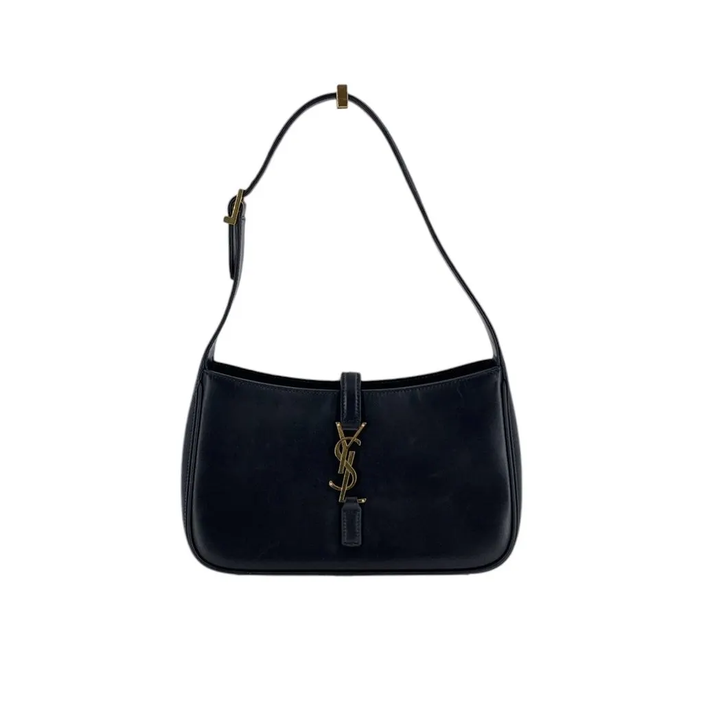 Saint Laurent Shoulder Bag Le 5 a 7 Black Leather Good - Front View