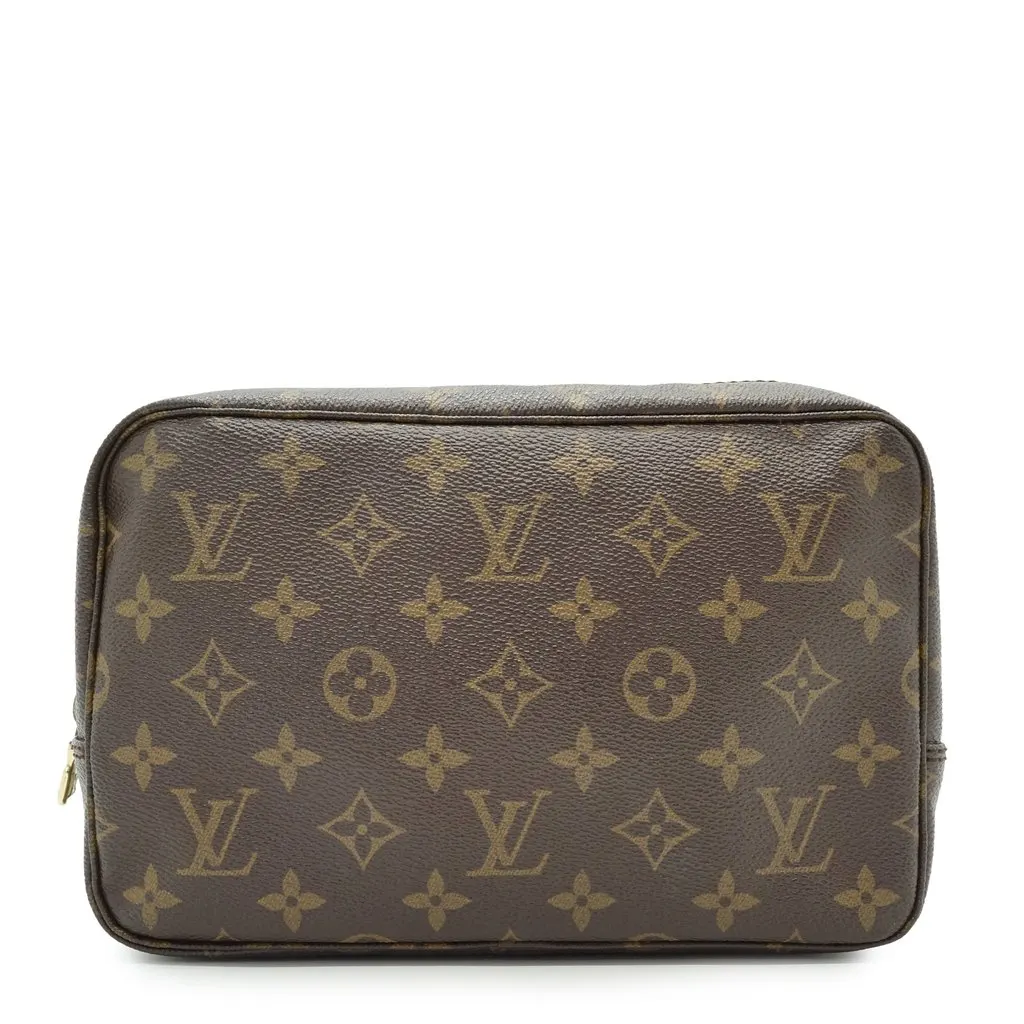 Louis Vuitton Clutch Bag Vintage Trousse de Toilette Brown Canvas Good - Front View