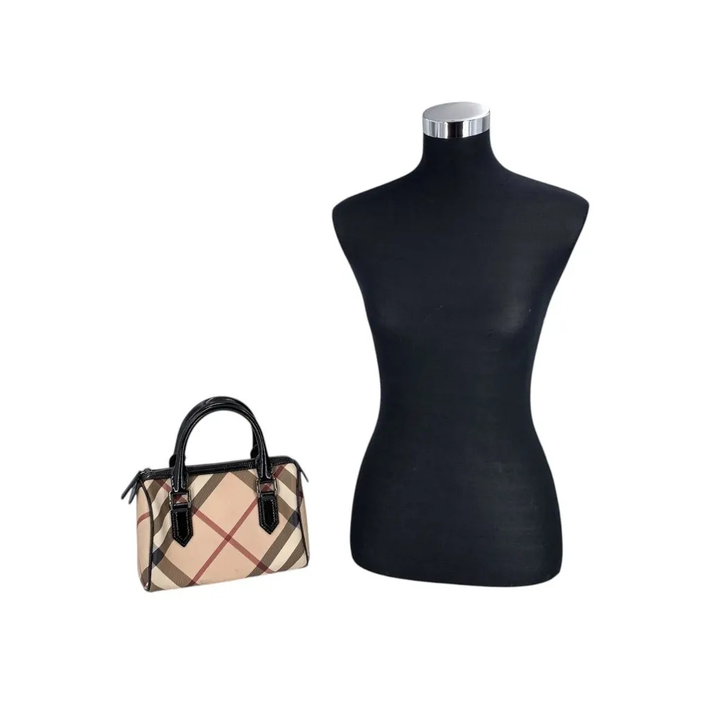 Burberry Handbag Boston Black Canvas Good - Back View