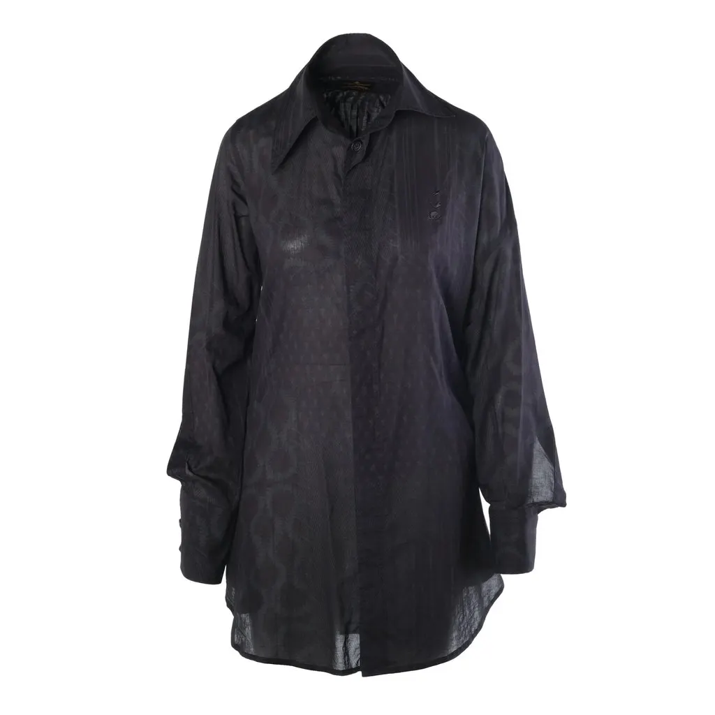 Vivienne Westwood Anglomania أسود جاكار Skull مطرّزة Long قميص '10s