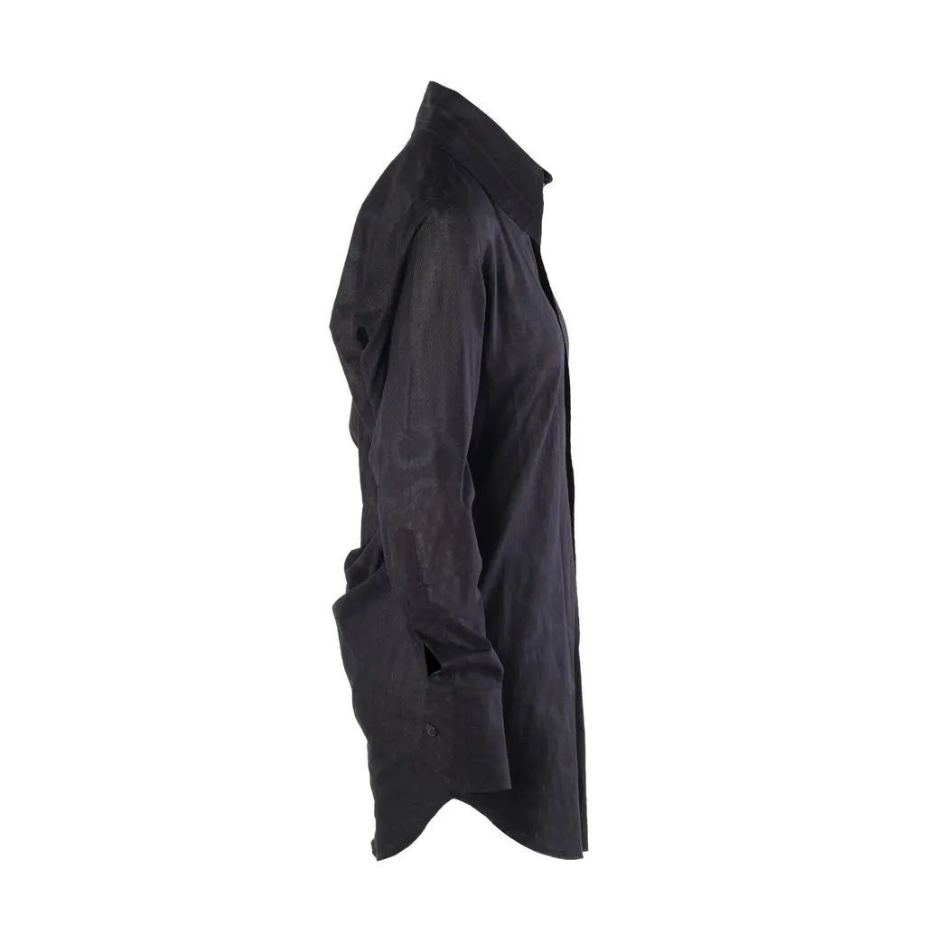 Vivienne Westwood Anglomania Black Jacquard Skull Embroidered Long Shirt - '10s Black Canvas Good - Back View