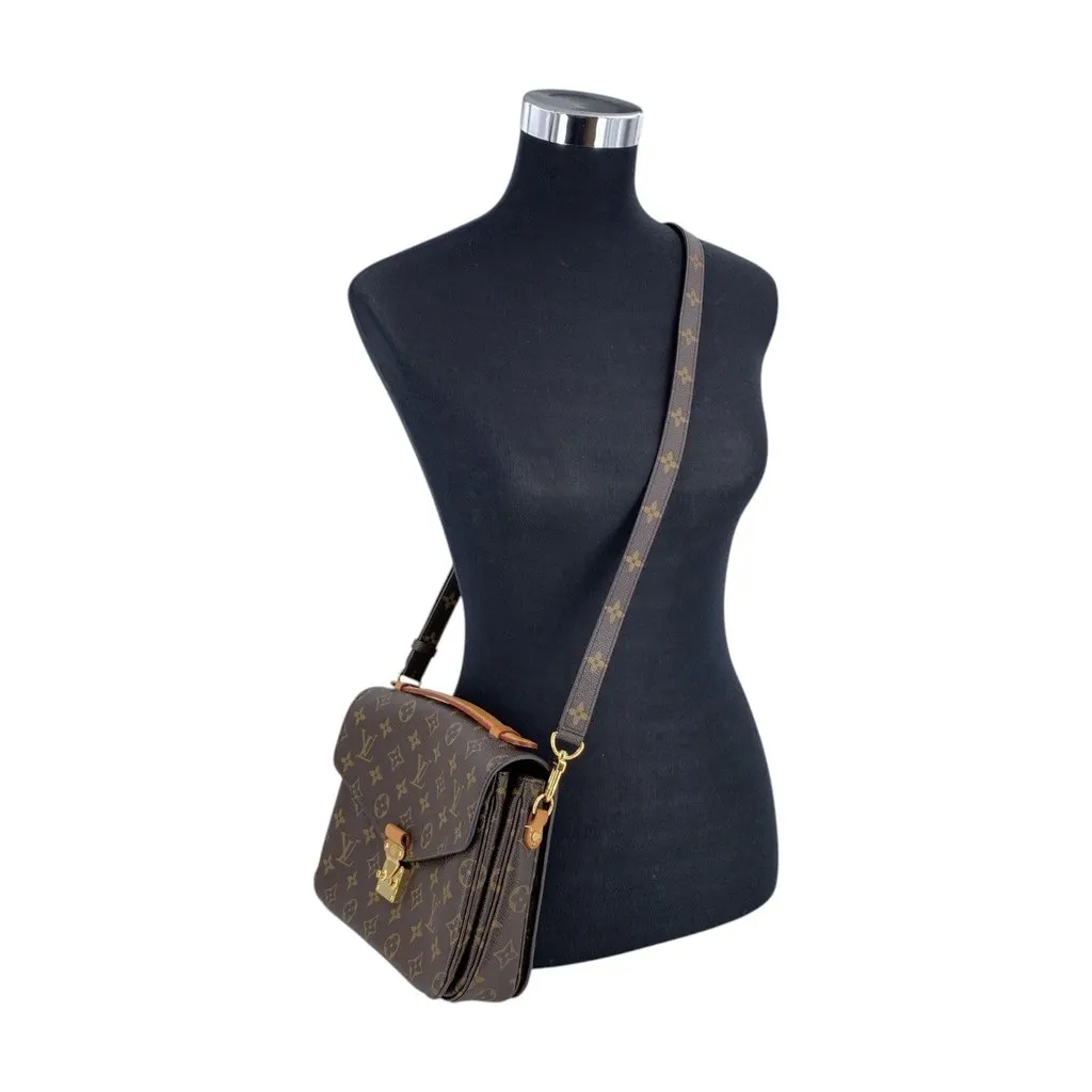 Louis Vuitton Shoulder Bag Metis Brown Canvas Good - Back View