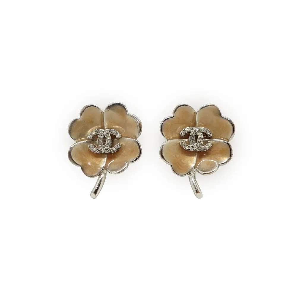 Chanel Earrings Beige Good - Front View