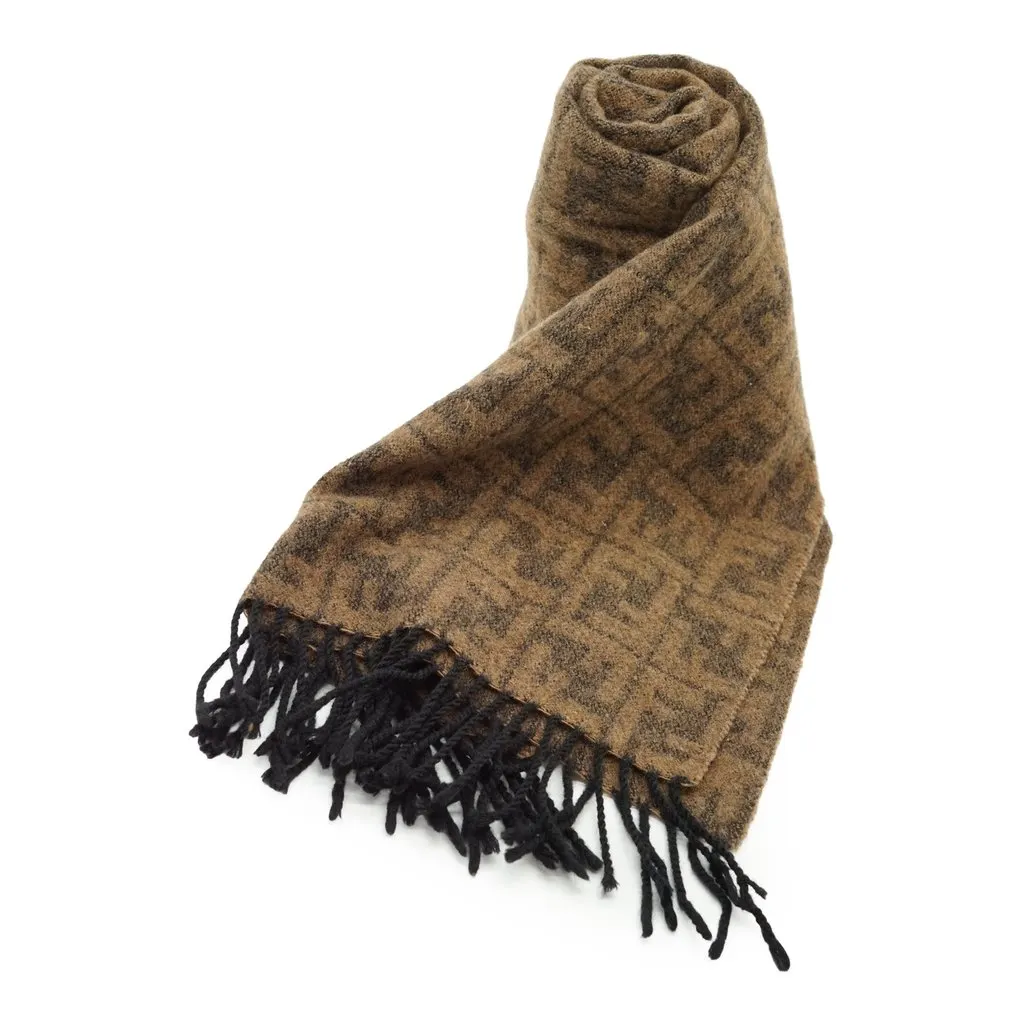 Fendi Scarf Brown Wool Good - Front View