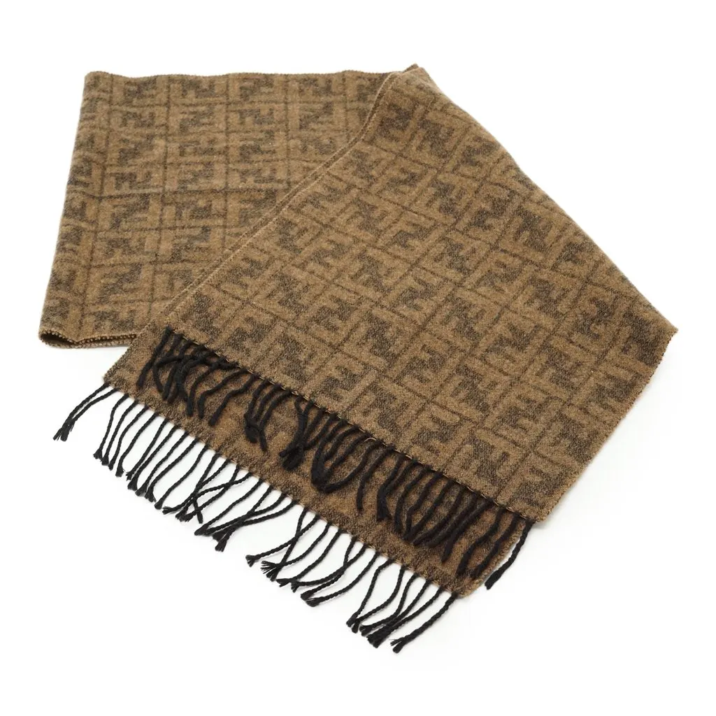 Fendi Scarf Brown Wool Good - Back View