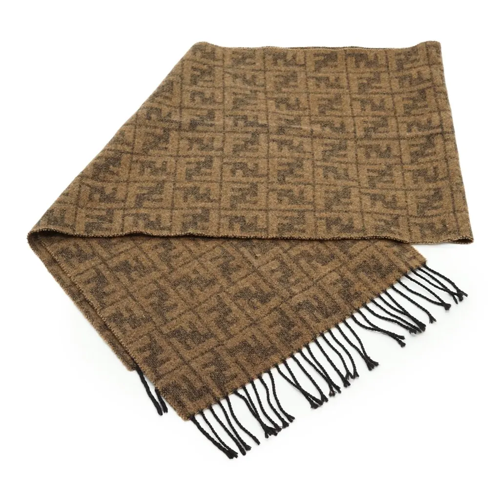 Fendi Scarf Brown Wool Good - Inside View